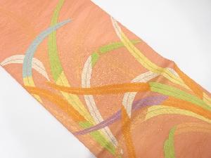 正絹　紗　草葉模様織り出し　夏用袋帯